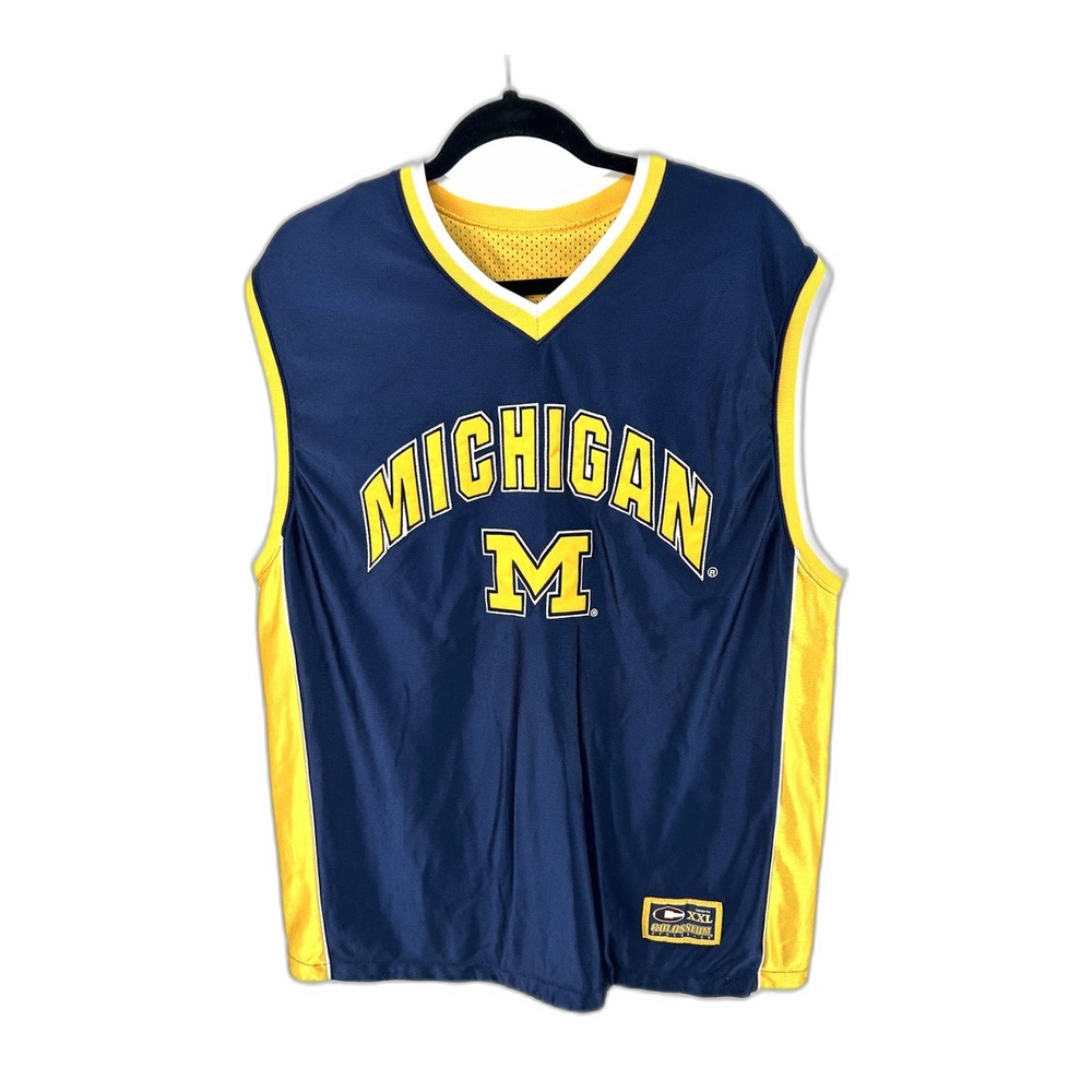 Colosseum Michigan Wolverines Basketball Jersey Mens XXL Blue Yellow Mesh